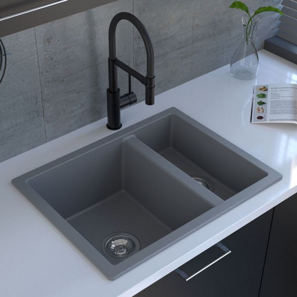 Reginox Toulon Grey 1.5 Bowl Granite Kitchen Sink 600 x 460mm #3