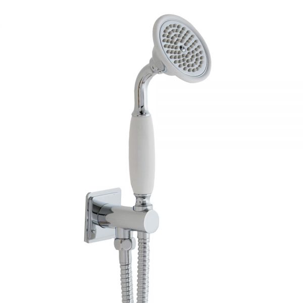 JTP Grosvenor Chrome Square Shower Kit with Wall Outlet, Handset and Hose