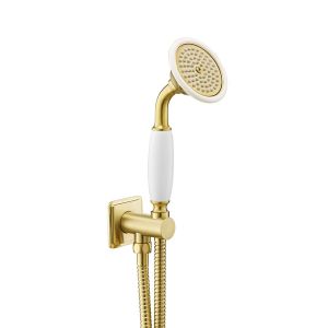 JTP Grosvenor Brushed Brass Shower Kit with Wall Outlet, Handset and Hose