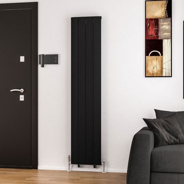 Eastbrook Trent 1800 x 375 Matt Black Aluminium Designer Radiator #2