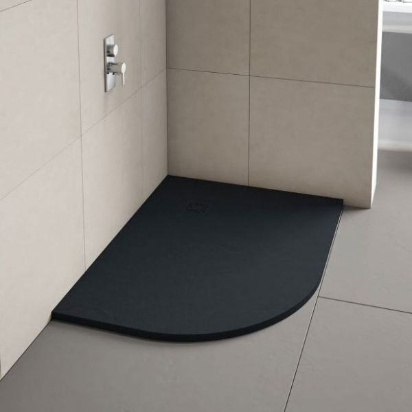 Merlyn Truestone Left Hand Offset Quadrant Shower Tray 1000 x 800 Pure Black T108HBL