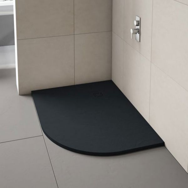 Merlyn Truestone Right Hand Offset Quadrant Shower Tray 1000 x 800 Pure Black T108HBR