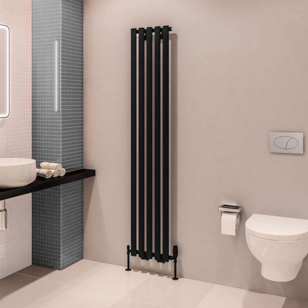 Eastbrook Tunstall 1800 x 350 Matt Black Designer Radiator #2