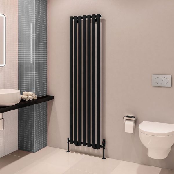Eastbrook Tunstall 1800 x 490 Matt Black Designer Radiator #2