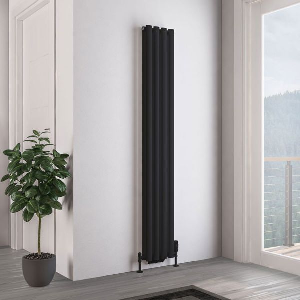 Eastbrook Tunstall Double 1800 x 280 Matt Black Designer Radiator #2