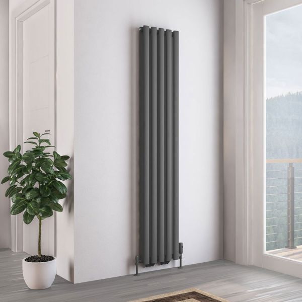 Eastbrook Tunstall Double 1800 x 350 Matt Anthracite Designer Radiator #2