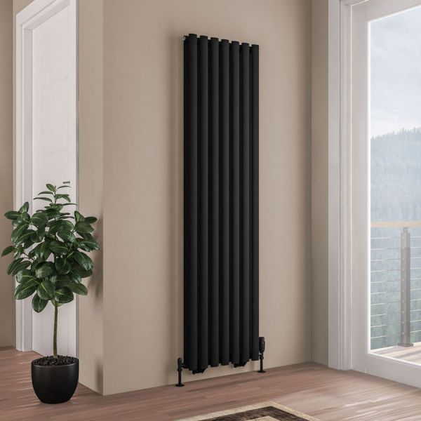 Eastbrook Tunstall Double 1800 x 490 Matt Black Designer Radiator #2