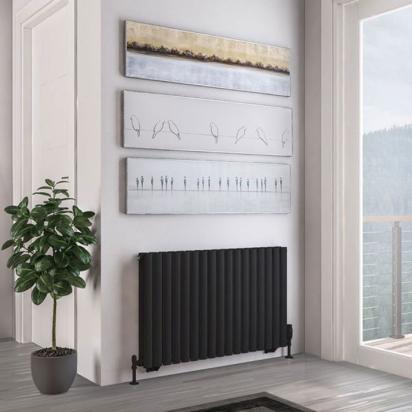 Eastbrook Tunstall Double 600 x 1002 Matt Black Designer Radiator #2
