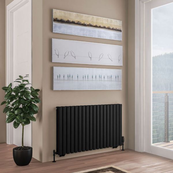 Eastbrook Tunstall Double 600 x 1061 Matt Black Designer Radiator #2
