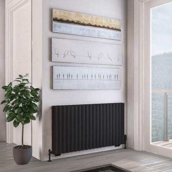 Eastbrook Tunstall Double 600 x 1179 Matt Black Designer Radiator #2