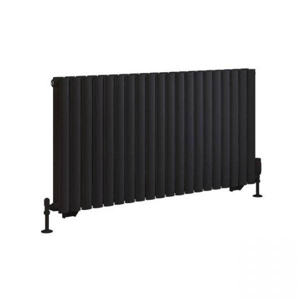 Eastbrook Tunstall Double 600 x 1179 Matt Black Designer Radiator
