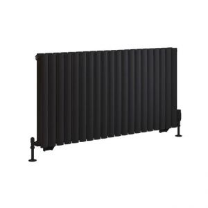 Eastbrook Tunstall Double 600 x 1179 Matt Black Designer Radiator
