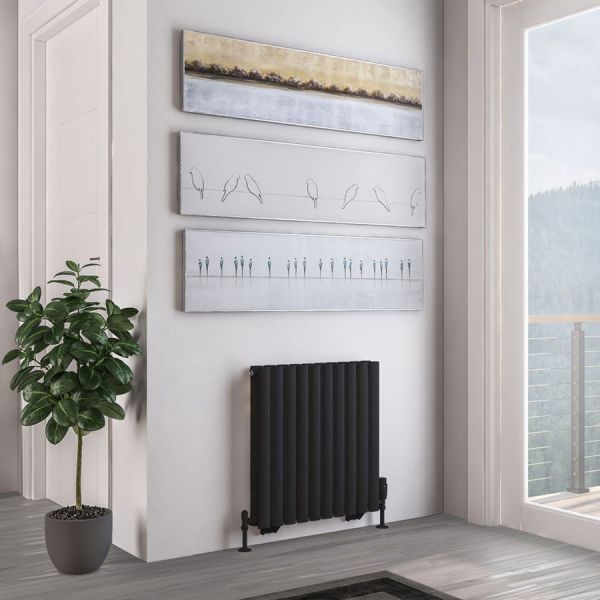 Eastbrook Tunstall Double 600 x 589 Matt Black Designer Radiator #2