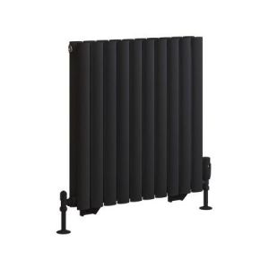 Eastbrook Tunstall Double 600 x 589 Matt Black Designer Radiator