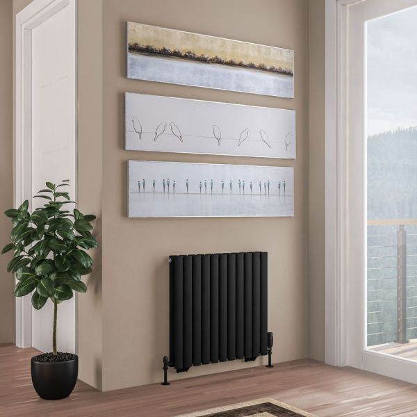 Eastbrook Tunstall Double 600 x 648 Matt Black Designer Radiator #2