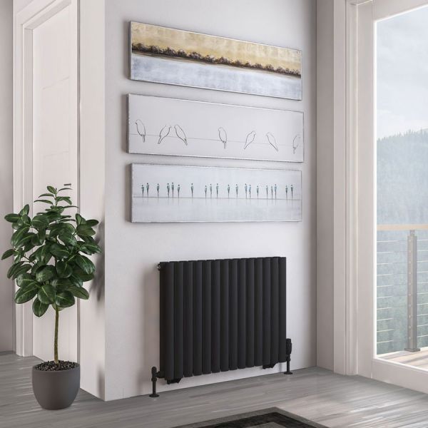 Eastbrook Tunstall Double 600 x 825 Matt Black Designer Radiator #2