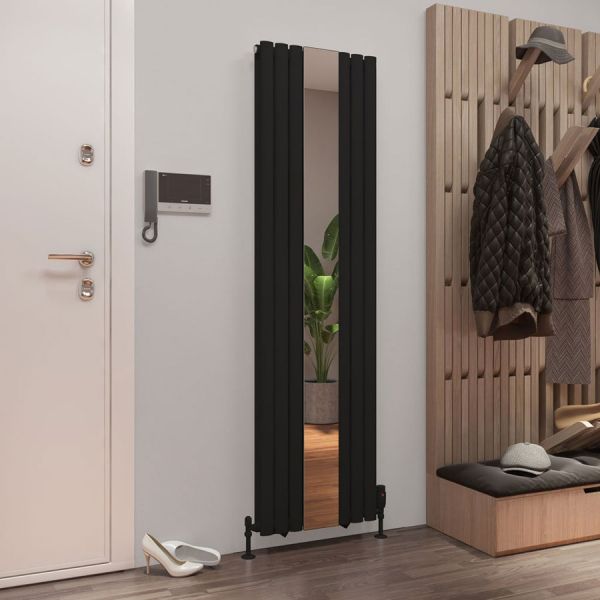 Eastbrook Tunstall Double Mirror 1800 x 500 Matt Black Designer Radiator #2