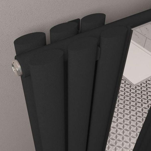 Eastbrook Tunstall Double Mirror 1800 x 500 Matt Black Designer Radiator #3