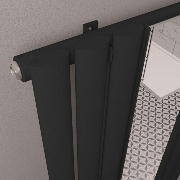 Eastbrook Tunstall Mirror 1800 x 380 Matt Black Designer Radiator #3