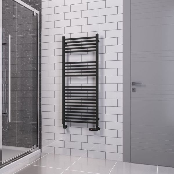 Eastbrook Tuscan Square Multirail 1200 x 500 Straight Matt Black Towel Rail #2