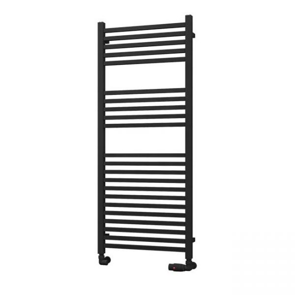 Eastbrook Tuscan Square Multirail 1200 x 500 Straight Matt Black Towel Rail
