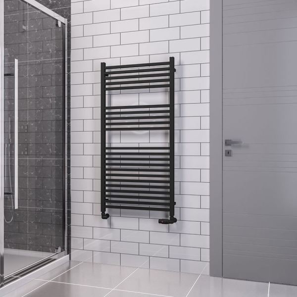 Eastbrook Tuscan Square Multirail 1200 x 600 Straight Matt Black Towel Rail #2
