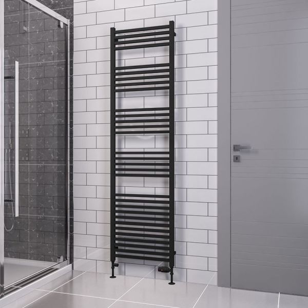 Eastbrook Tuscan Square Multirail 1800 x 500 Straight Matt Black Towel Rail #2