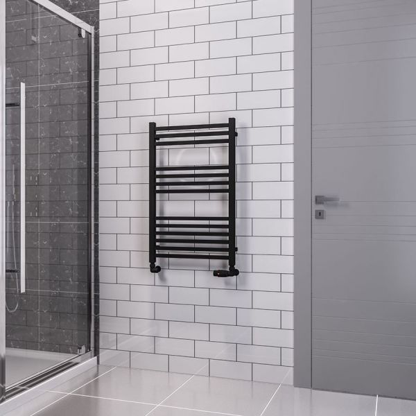Eastbrook Tuscan Square Multirail 800 x 500 Straight Matt Black Towel Rail #2