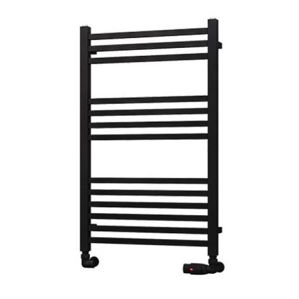 Eastbrook Tuscan Square Multirail 800 x 500 Straight Matt Black Towel Rail