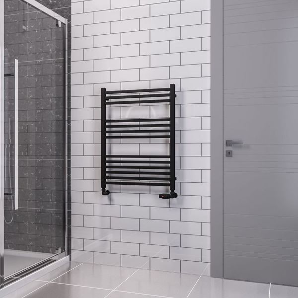 Eastbrook Tuscan Square Multirail 800 x 600 Straight Matt Black Towel Rail #2