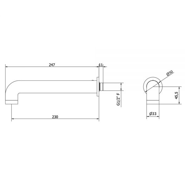 Crosswater Union Brushed Brass Bath Spout #2