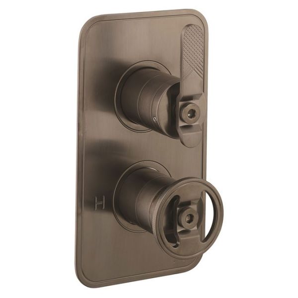 Crosswater Union Brushed Black Chrome Two Outlet Thermostatic Shower Valve