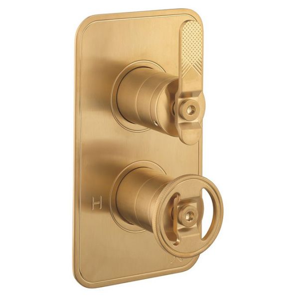 Crosswater Union Brushed Brass Two Outlet Thermostatic Shower Valve
