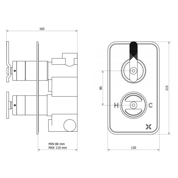 Crosswater Union Brushed Brass One Outlet Thermostatic Shower Valve #2