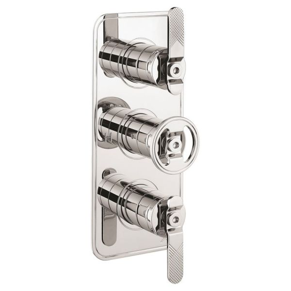 Crosswater Union Chrome Three Handle Two Outlet Thermostatic Shower Valve