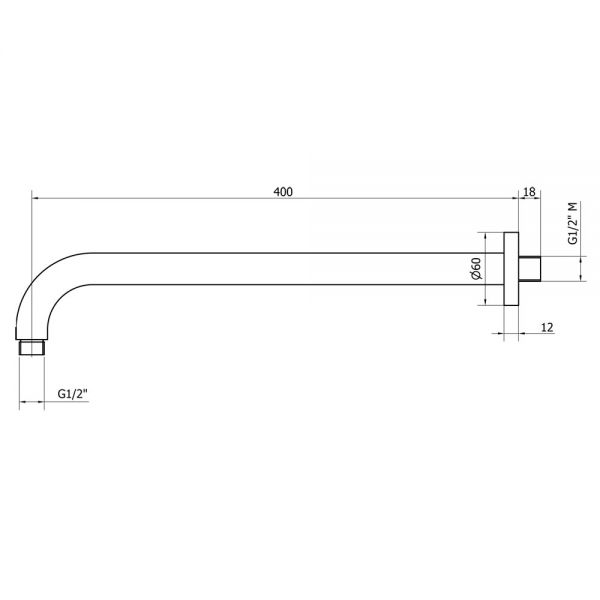 Crosswater Union Brushed Black Chrome Wall Mounted Shower Arm 400mm #2