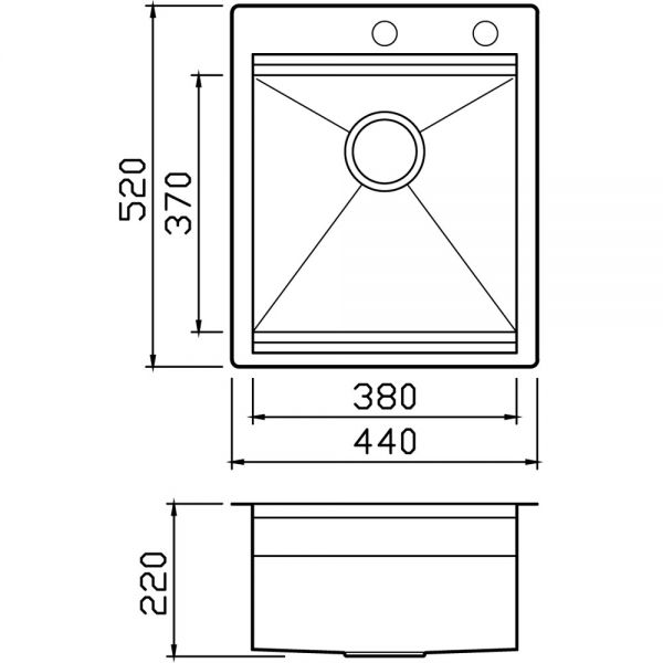 Clearwater Urban Smart 1 Bowl Inset Stainless Steel Kitchen Sink 440 x 520 #2