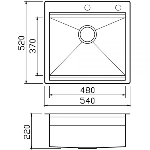 Clearwater Urban Smart 1 Bowl Inset Stainless Steel Kitchen Sink 540 x 520 #2