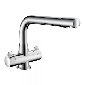 Clearwater Ultra Twin Lever Chrome Monobloc Kitchen Sink Mixer Tap