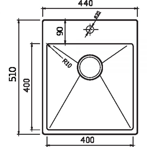 Clearwater Urban 1 Bowl Inset Stainless Steel Kitchen Sink 440 x 510 #2
