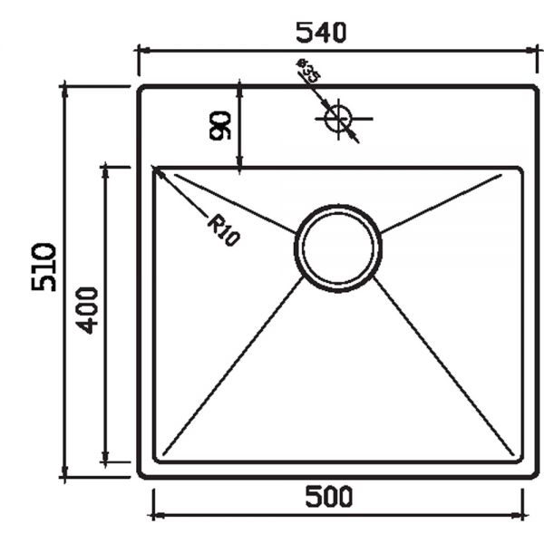 Clearwater Urban 1 Bowl Inset Stainless Steel Kitchen Sink 540 x 510 #2