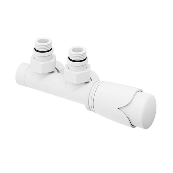 Abacus Ultima Euro50 Matt White Angled 50mm Thermostatic Radiator Valve