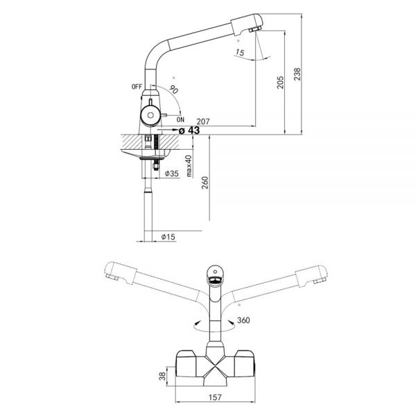 JTP Verona Chrome Swivel Kitchen Mixer Tap #2