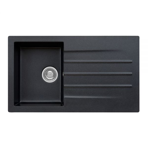 Reginox Valence Black 1 Bowl Granite Kitchen Sink 860 x 500mm
