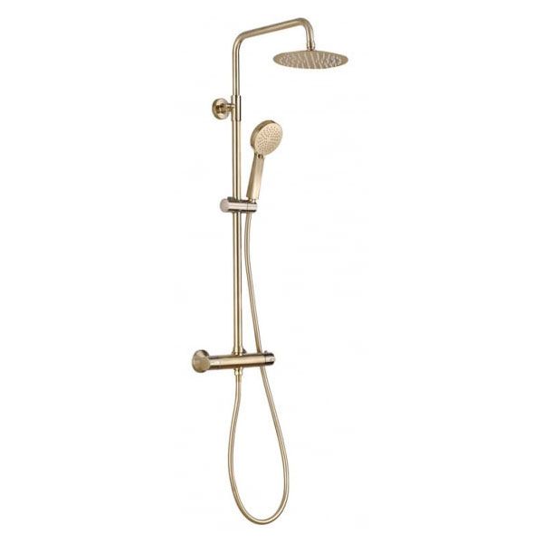 Abacus Emotion Brushed Brass Exposed Thermostatic Rigid Riser Shower Kit