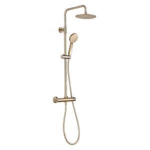 Abacus Emotion Brushed Brass Exposed Thermostatic Rigid Riser Shower Kit