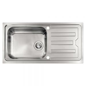 Clearwater Viva 1 Large Bowl Inset Stainless Steel Kitchen Sink with Drainer 1010 x 510