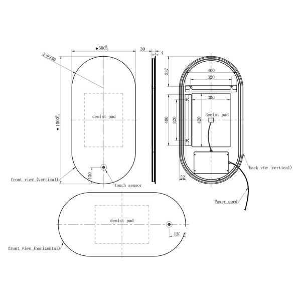 JTP Vision LED Bathroom Mirror 500 x 1000mm #3