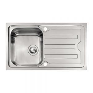 Clearwater Viva 1 Bowl Inset Stainless Steel Kitchen Sink with Drainer 870 x 510