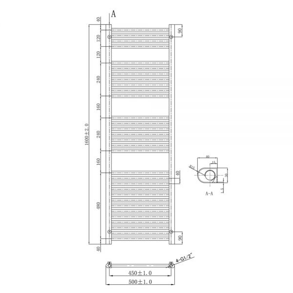 JTP VOS 1600 x 500 Brushed Bronze Towel Rail #2
